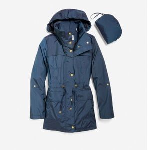 NWT Cole Haan Packable Hidden Hood Rain Jacket